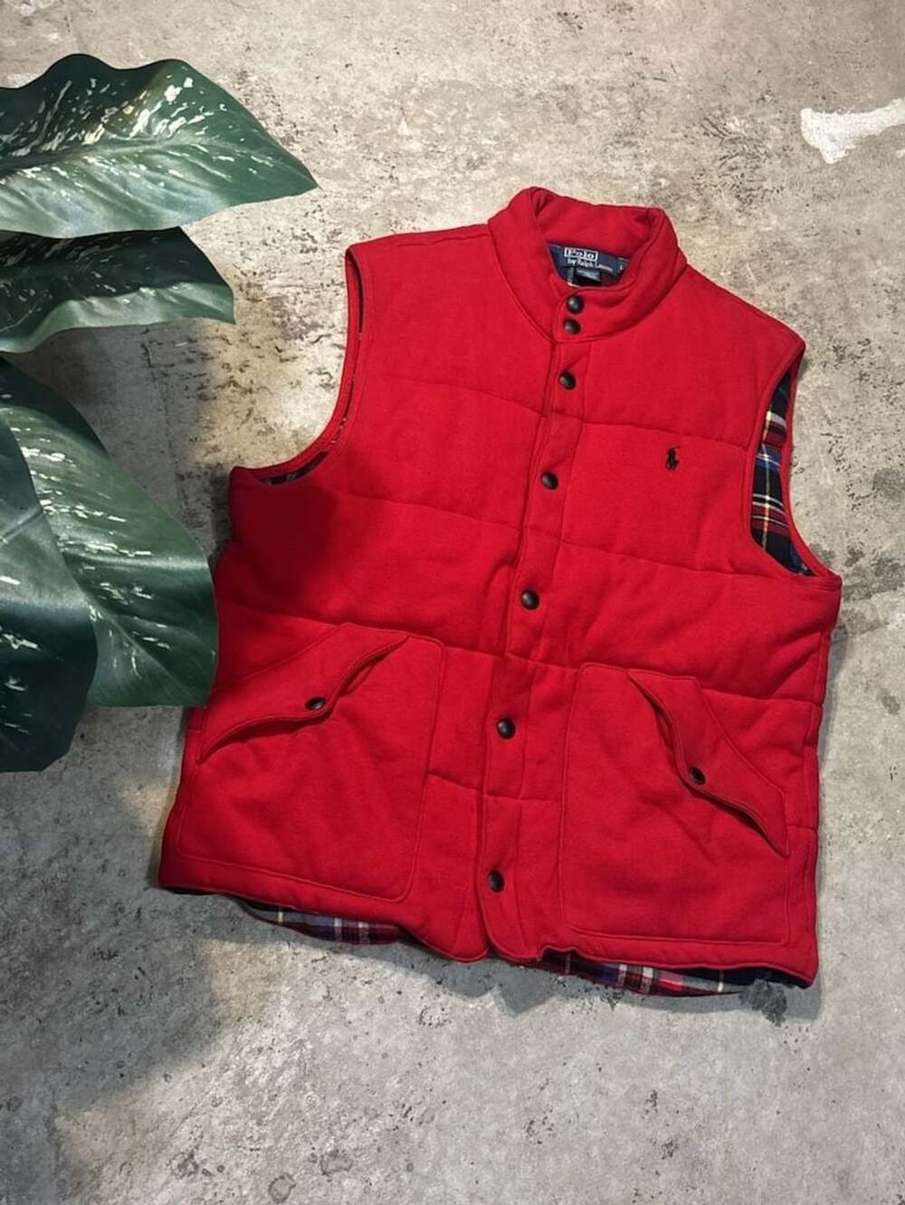 Vintage Polo by Ralph Lauren Quilted Puffer Vest with Plaid Lining